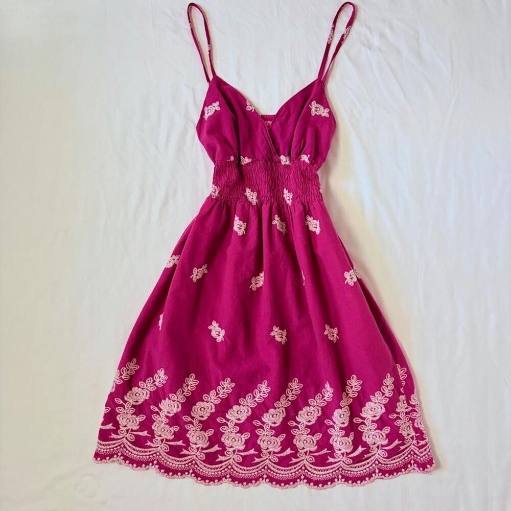 Women's vintage y2k fuchsia pink cotton mini dress